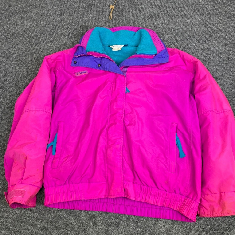 Columbia Vintage 90s Ski Jacket Womens XL Pink Purple Teal Made in USA SL531XF